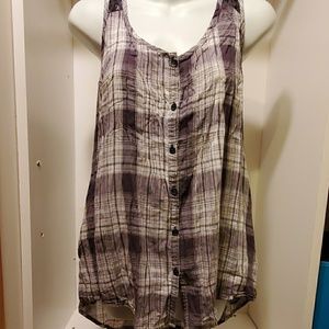Large Plaid Button Down Racerback Tank